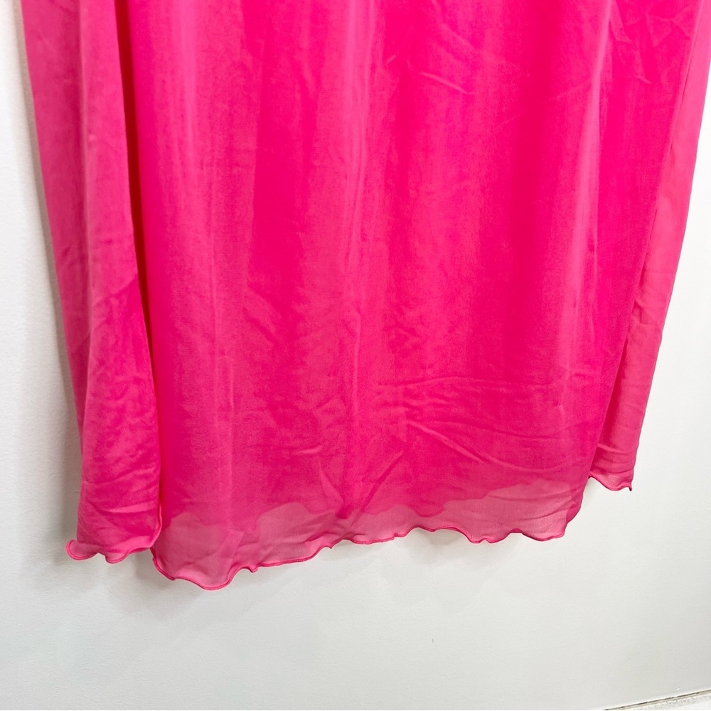 Vintage 70s AP Alepin Montreal hot pink sheer nylon long caftan maxi robe S - Picture 11 of 17